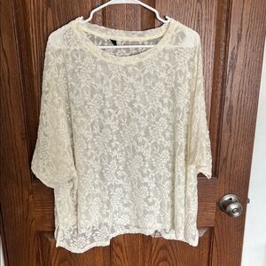 SHEIN Cream Floral Lace Blouse